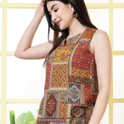 KALAMIR Women Ethnic Motifs Printed Keyhole Neck Top-picture-6