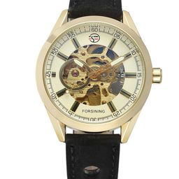 FORSINING Men Skeleton Dial & Leather Straps Analogue Watch FSG8134M3G4-9