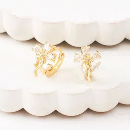 SALTY Artificial Stones Studded Floral Shaped Gulzar Bel Studs-15