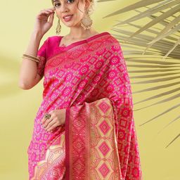KALINI Pink Silk Blend Woven Design Sarees-image-82