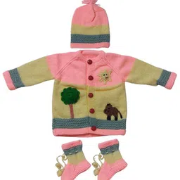 Cute Collection Woolen Sweater With Cap & Pair Of Socks Baby Apparel Gift Set-55