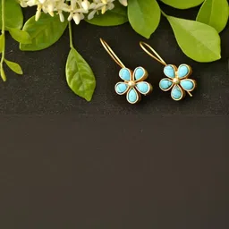 SHREEVARAM Gold-Plated Onyx Floral Drop Earrings-29