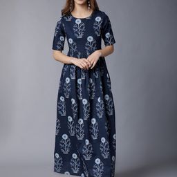 Vishudh Women Ethnic Motifs Print Maxi Dress-image-32