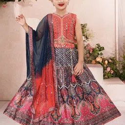 JAY NAGNATH FAB Girls Printed Tie & Dye Ready to Wear Lehenga Blouse & Dupatta-image-61