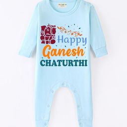 BLUSHES Infants Ganesh Chaturthi Printed Pure Cotton Round Neck Romper-image-57