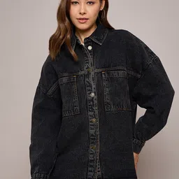 SASSAFRAS BASICS Women Longline Denim Jacket-36