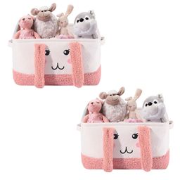 Kuber Industries Pink & White 2 Pieces Self Design Storage Organisers-15