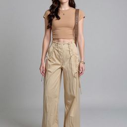 Outzidr Women Mid-Rise Loose Fit Parachute Trousers-image-97