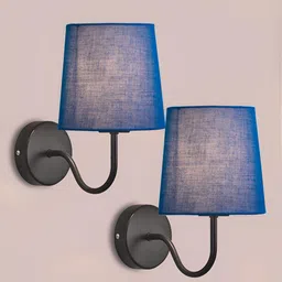 Decorcity Blue & Black Metal Contemporary Frustum Shaped Wall Lamp-picture-29