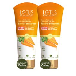 Lotus Botanicals Set Of 2 Carrot & Niacinamide Glow and De-Tan Mineral Sunscreen -50g Each-60