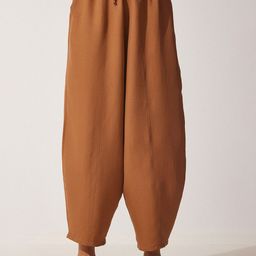 Happiness istanbul Women High-Rise Pure Cotton Trousers-image-36