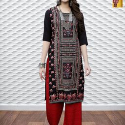 HERE&NOW Selection Of 2 Ethnic Motifs Printed Round Neck Straight Kurta-image-90