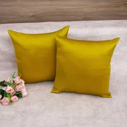 RoyalDeco Mustard Set of 2 Square Cushion Covers-20