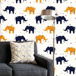 ArtzFolio Printed UV-Resistant Anti-Bacterial Cartoon Elephant Peel & Stick Wallpaper-image-23