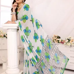 The Textile Hub Floral Pure Georgette Saree-image-61