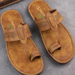 SOFTY VEGEN Men Ethnic Kolhapuri One Toe Comfort Sandals-image-75