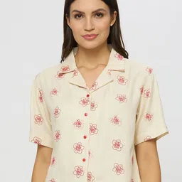 AMMARZO Women Comfort Boxy Fit Floral Printed Cotton Casual Lounge T-Shirt-image-36