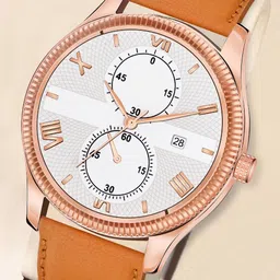 DOUBLERUN Men Dial & Leather Straps Analogue Multi Function Watch H05N5104-39