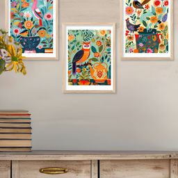 Kotart Brown, Green & Orange 3 Pieces Floral And Botanical Wooden Wall Arts-picture-5