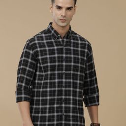 Linen Club Contemporary Slim Fit Checked Linen Cotton Casual Shirt-image-37