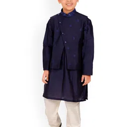 Kiddorama Boys Regular Mirror Work Kurta with Pyjamas image 1