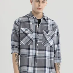 Snitch Men Smart Slim Fit Opaque Checked Casual Shirt-picture-2