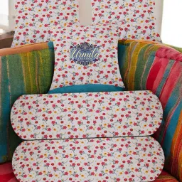 2 Bolster 3 Cushion Microfibre Floral Bolster Pack of 5-65