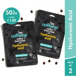MCaffeine Hyaluronic Acid Face Sheet Masks with Coffee for Glowing Skin & 24h Hydration - Pack of 2-picture-1