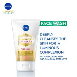 Nivea Luminous Even Glow Face Wash Oil Free Formula, Aha, Aloe Vera, Guarana Extract Deep Clean-picture-2