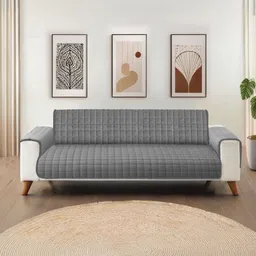 URBAN SPACE Grey 1 Seater Quilted Sofa Cover with Arms-image-78