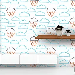 ArtzFolio Printed UV-Resistant Anti-Bacterial Clouds & Raindrops Peel & Stick Wallpaper-image-45