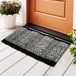 Aura Black & White Patterned Microfibre Anti-Skid Doormat-picture-1