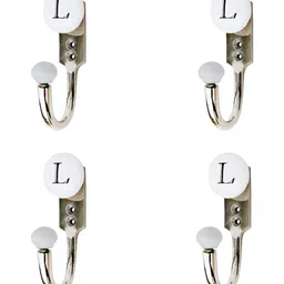 IndianShelf White 4 Piece Ceramic L Alphabet Wall Hanger Key Hooks-image-97