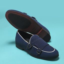 WAVE WALKER Men Textured Suede Monks with Buckles-image-14