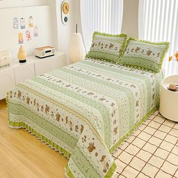 JC HOME Blue & White Printed Cotton Double Super King Bed & Pillow Cover-image-53