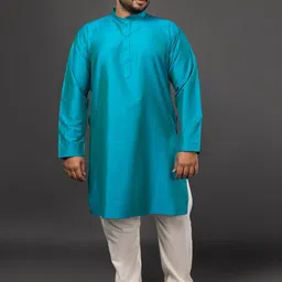 Sizeupp Men Thread Work A-Line Plus Size Kurta-18