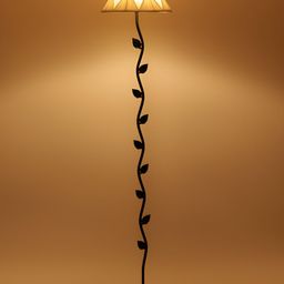 Devansh Black & Off White Abstract Cotton Pleated Leaf Floor Lamp-43