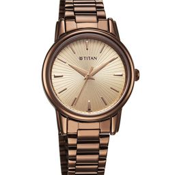Titan Women Brass Embellished Dial & Stainless Steel Bracelet Style Straps Analogue Watch 2760QM01-picture-8