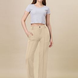 DTR FASHION Women Regular Fit Mid-Rise Wide-Leg Trousers-image-40