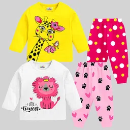 KUCHIPOO Girls Printed T-shirt with Pyjamas-image-41