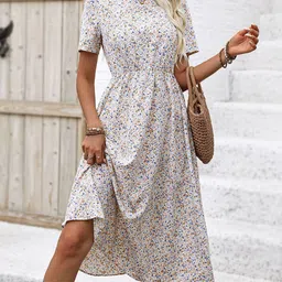 StyleCast x Revolte Floral Printed Fit and Flare Midi Dress-image-12