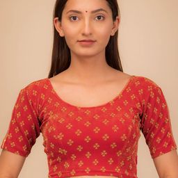 Bindigasm's Advi Zari Embellished Stretchable Saree Blouse-image-81