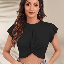 DressBerry Women Flutter Sleeves Crop Top-picture-16