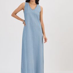 FEMMELLA Women V-Neck Sleeveless Cotton Maxi Dress-image-83