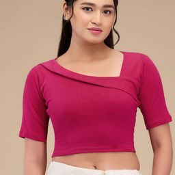 SALWAR STUDIO Asymmetric Neck Non Padded Readymade Saree Blouse-picture-46