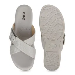 PEPPER Women Textured Casual Open Toe Flats with Buckles image 3