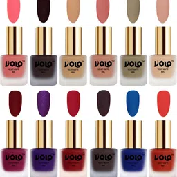 VOLO Set Of 12 Velvet Matte Nail Polish - 8 ml Each - Dark Wine - Coral - Sand Nude-11