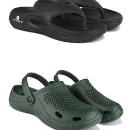 DRACKFOOT Men Set Of 2 Stylish Clogs & Thong Flip-Flops-37