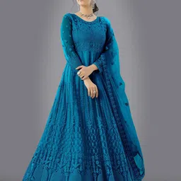 APNISHA Embroidered Net Fit & Flare Maxi Ethnic Dresses-image-88