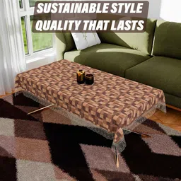 Kuber Industries Brown & White Checked 4-Seater Table Cover image 4